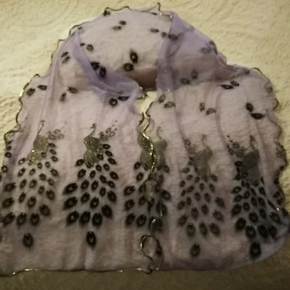 Gold Accented Peacock Scarf